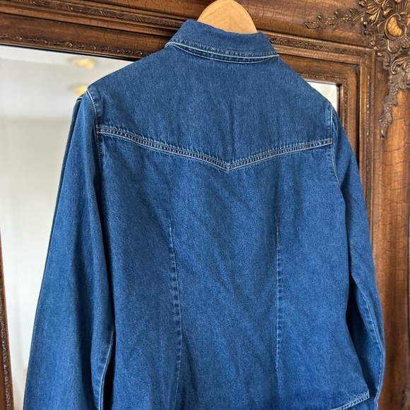 NY Jeans Company Womens Shirt Western Denim Blue Pearl Snap Front, Long Sleeve - Picture 2 of 11